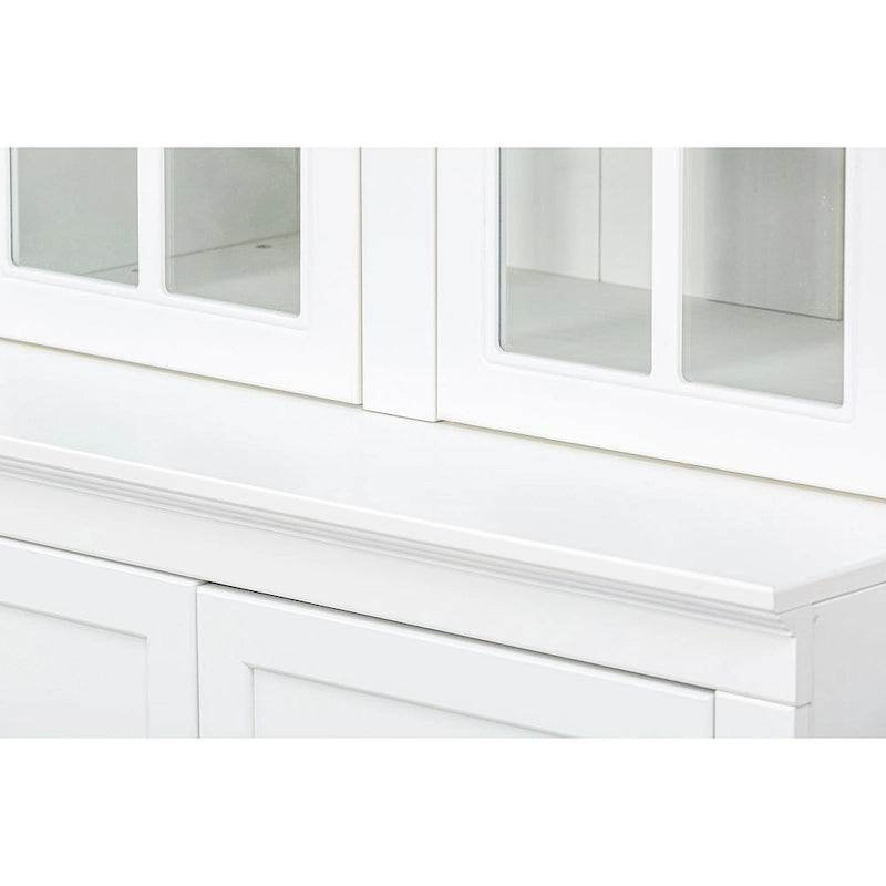 75.25 Tall Display Cabinet with Tempered Glass Double Doors, Traditional Style China Cabinet for Living Room, Kitchen, Home
