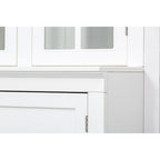 75.25 Tall Display Cabinet with Tempered Glass Double Doors, Traditional Style China Cabinet for Living Room, Kitchen, Home