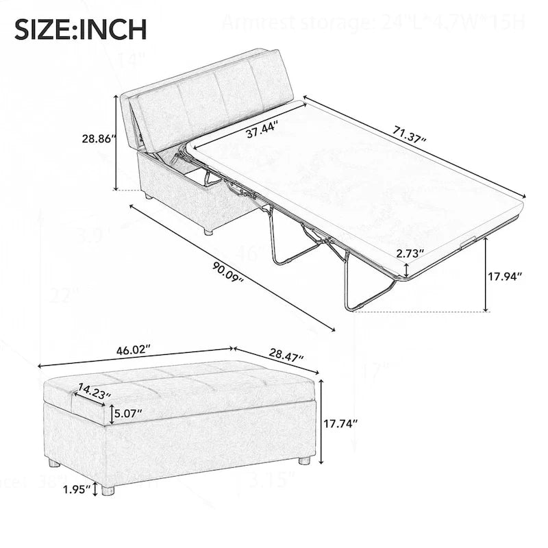Versatile Folding Ottoman Sleeper Bed for Comfortable Accommodation