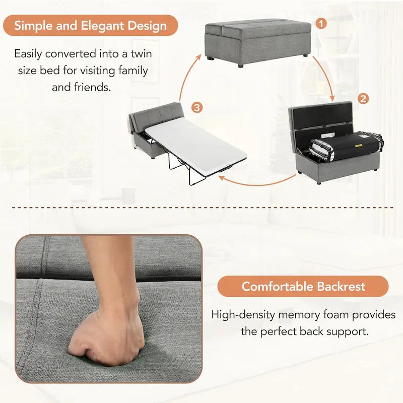 Versatile Folding Ottoman Sleeper Bed for Comfortable Accommodation