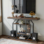 47.24  Rustic Long Console Entry Table Sofa Storage Table Behind Couch with 4 Tier Shelves