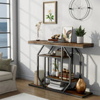 47.24  Rustic Long Console Entry Table Sofa Storage Table Behind Couch with 4 Tier Shelves