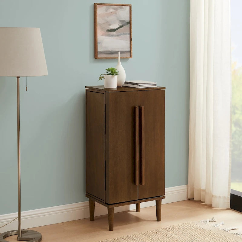 Solid Jewelry Armoire on Tapered Legs - 38 - Brown