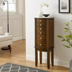 Jewelry Armoire with 6 Drawers - 40 - Walnut Finish