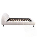 King Size Chenille Upholstered Platform Bed Shell-Shape Design Beds