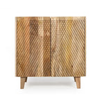 28W Accent Sideboard Cabinet with Storage with Fluted Design and Adjustable Shelf - N/A