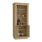 Lafayette Bar Cabinet with 4-Bottle Rack, Upper Glass Holder and Dual Door Design