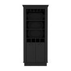 Lafayette Bar Cabinet with 4-Bottle Rack, Upper Glass Holder and Dual Door Design