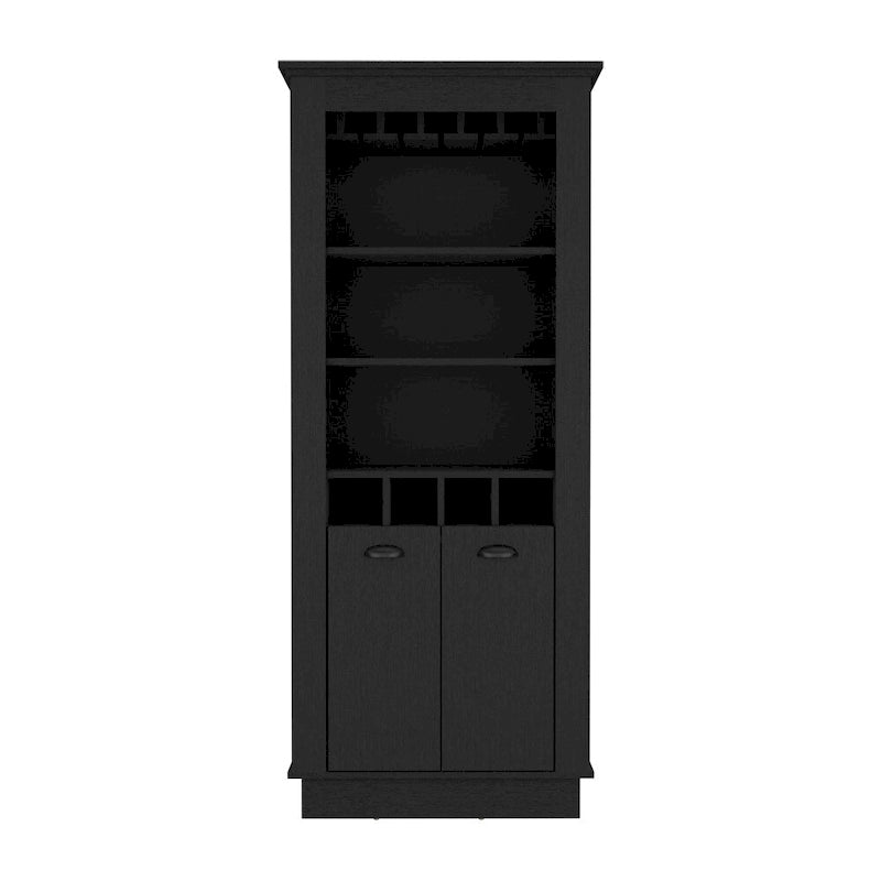 Lafayette Bar Cabinet with 4-Bottle Rack, Upper Glass Holder and Dual Door Design