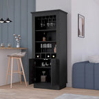 Lafayette Bar Cabinet with 4-Bottle Rack, Upper Glass Holder and Dual Door Design
