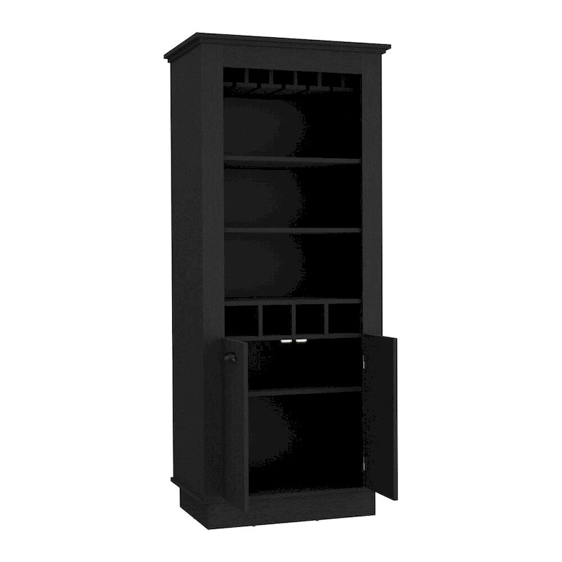 Lafayette Bar Cabinet with 4-Bottle Rack, Upper Glass Holder and Dual Door Design