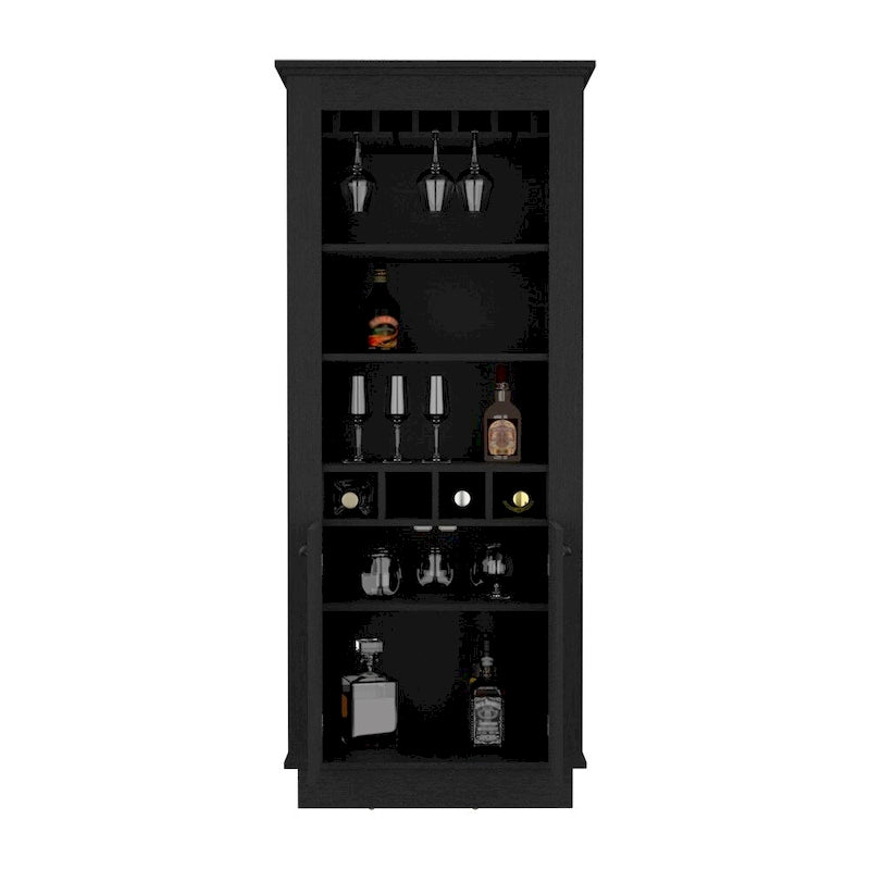 Lafayette Bar Cabinet with 4-Bottle Rack, Upper Glass Holder and Dual Door Design