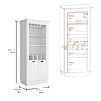 Lafayette Bar Cabinet with 4-Bottle Rack, Upper Glass Holder and Dual Door Design