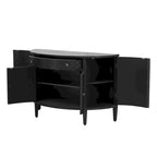 Curved Design Storage Cabinet made of Fraxinus Mandschuric Solid Wood Veneer, Adjustable Shelves