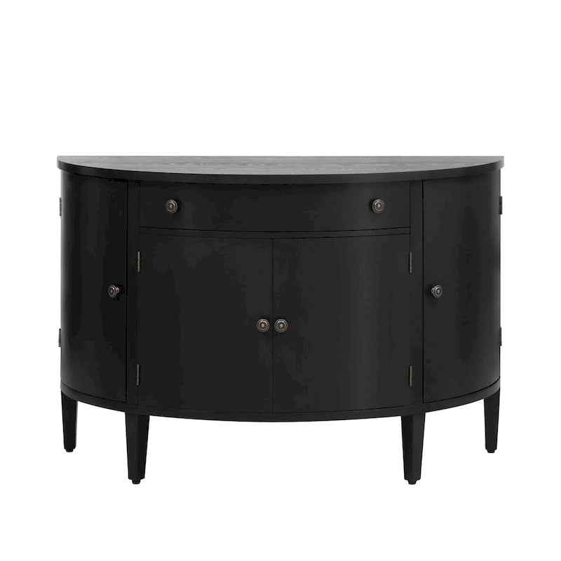 Curved Design Storage Cabinet made of Fraxinus Mandschuric Solid Wood Veneer, Adjustable Shelves