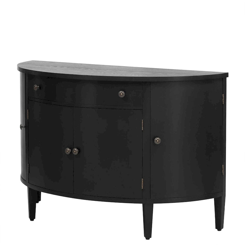 Curved Design Storage Cabinet made of Fraxinus Mandschuric Solid Wood Veneer, Adjustable Shelves