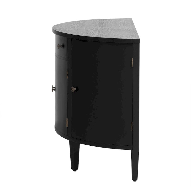 Curved Design Storage Cabinet made of Fraxinus Mandschuric Solid Wood Veneer, Adjustable Shelves