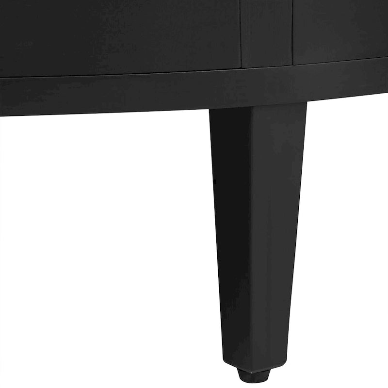 Curved Design Storage Cabinet made of Fraxinus Mandschuric Solid Wood Veneer, Adjustable Shelves