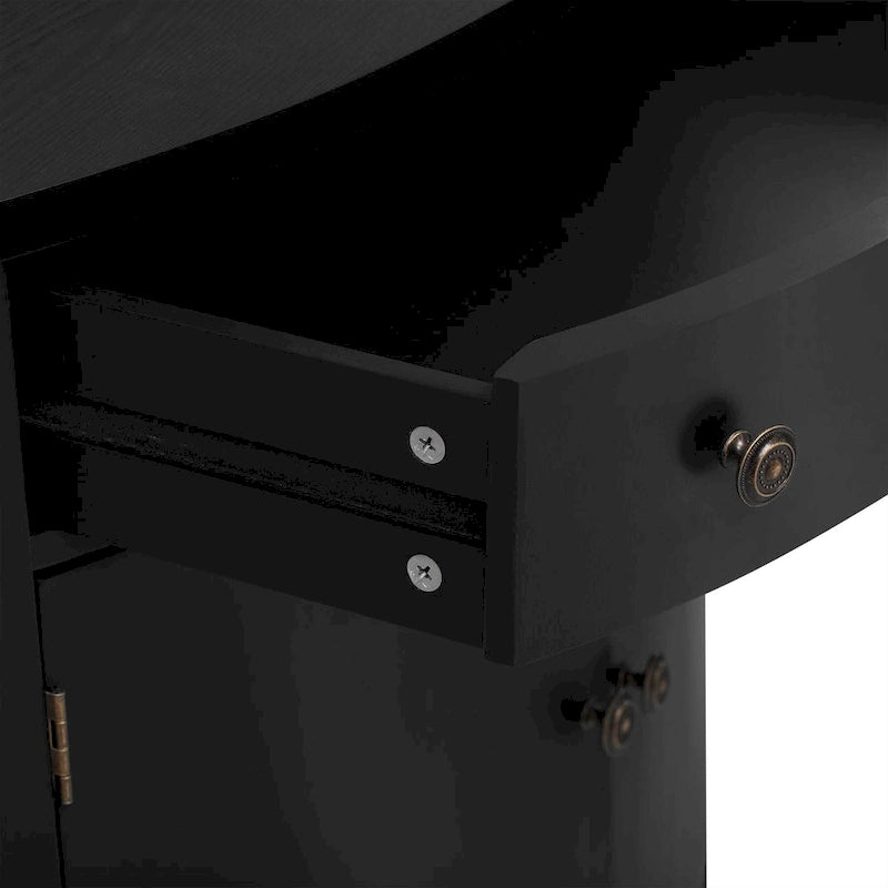 Curved Design Storage Cabinet made of Fraxinus Mandschuric Solid Wood Veneer, Adjustable Shelves