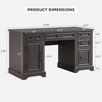 58  Large Computer Desk with Drawers, Embossed Texture Office Desk