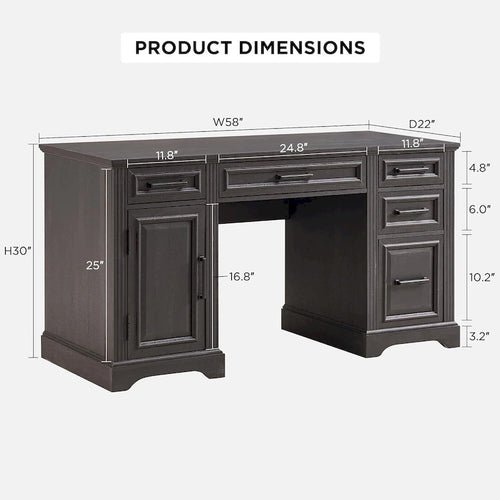 58  Large Computer Desk with Drawers, Embossed Texture Office Desk