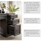 58  Large Computer Desk with Drawers, Embossed Texture Office Desk