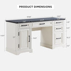 58  Large Computer Desk with Drawers, Embossed Texture Office Desk