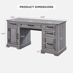 58  Large Computer Desk with Drawers, Embossed Texture Office Desk