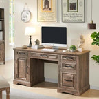 58  Large Computer Desk with Drawers, Embossed Texture Office Desk