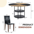 Modern Dining Table Set,Round Table with Storage & Technology Fabric Dining Chairs,Easy to Install