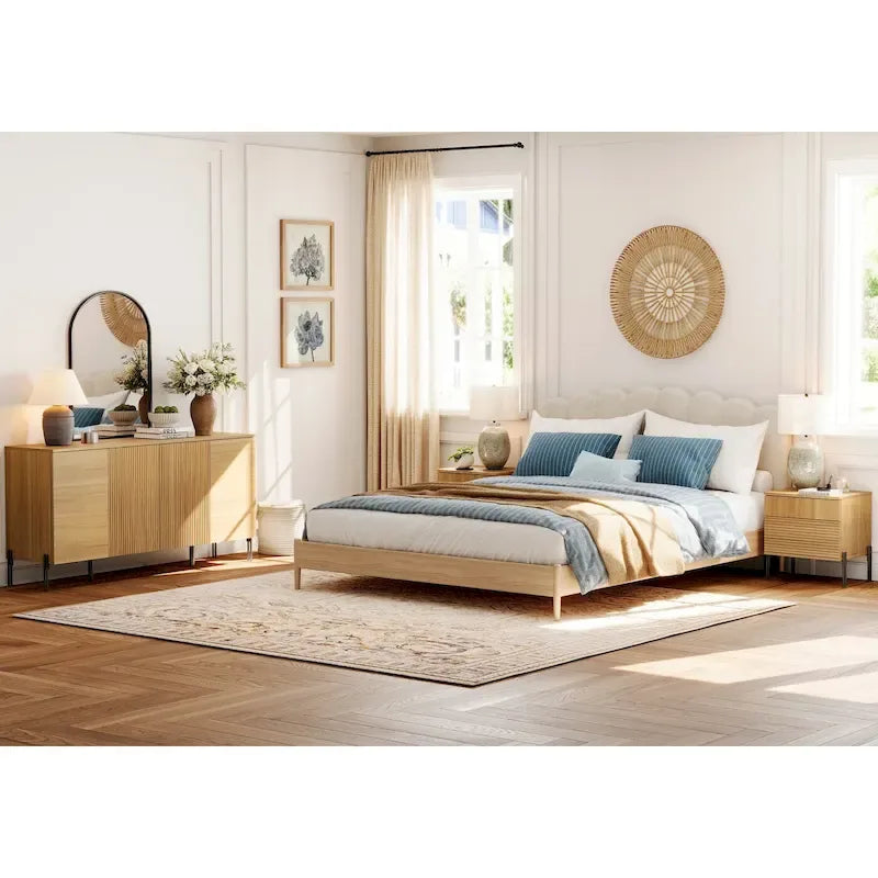 WAMPAT 3-Piece Modern Bedroom Furniture Set, Includes Sideboard Buffet Cabinet, Set of 2 Night Stands,
