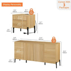 WAMPAT 3-Piece Modern Bedroom Furniture Set, Includes Sideboard Buffet Cabinet, Set of 2 Night Stands,