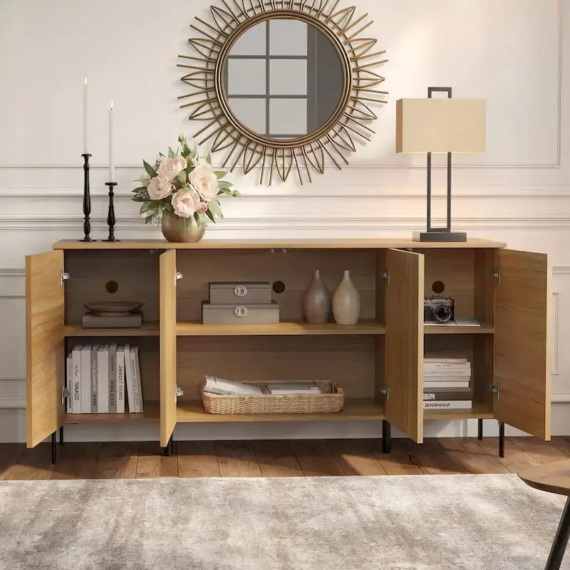 WAMPAT 3-Piece Modern Bedroom Furniture Set, Includes Sideboard Buffet Cabinet, Set of 2 Night Stands,