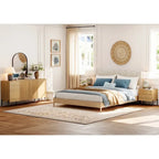WAMPAT 3-Piece Modern Bedroom Furniture Set, Includes Sideboard Buffet Cabinet, Set of 2 Night Stands,