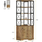 7-Tier Tall Corner Bookcase Cabinet, 76-Inch Industrial Corner Bookshelf with Storage