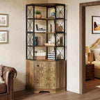 7-Tier Tall Corner Bookcase Cabinet, 76-Inch Industrial Corner Bookshelf with Storage