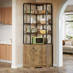 7-Tier Tall Corner Bookcase Cabinet, 76-Inch Industrial Corner Bookshelf with Storage