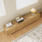Natural Wood TV Stand with 4 Cabinets - 78.74 inch