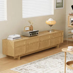Natural Wood TV Stand with 4 Cabinets - 78.74 inch