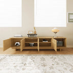 Natural Wood TV Stand with 4 Cabinets - 78.74 inch