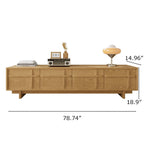 Natural Wood TV Stand with 4 Cabinets - 78.74 inch