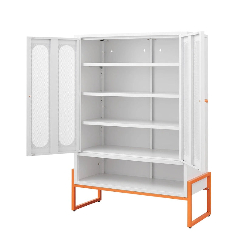 5.9H Foot Double-Sided Door Shoe Cabinet With Movable Double-Layer Partitions And Hollow Base Moisture-Proof And Seismic Design