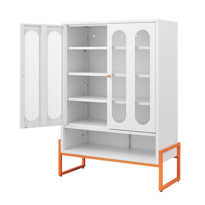 5.9H Foot Double-Sided Door Shoe Cabinet With Movable Double-Layer Partitions And Hollow Base Moisture-Proof And Seismic Design