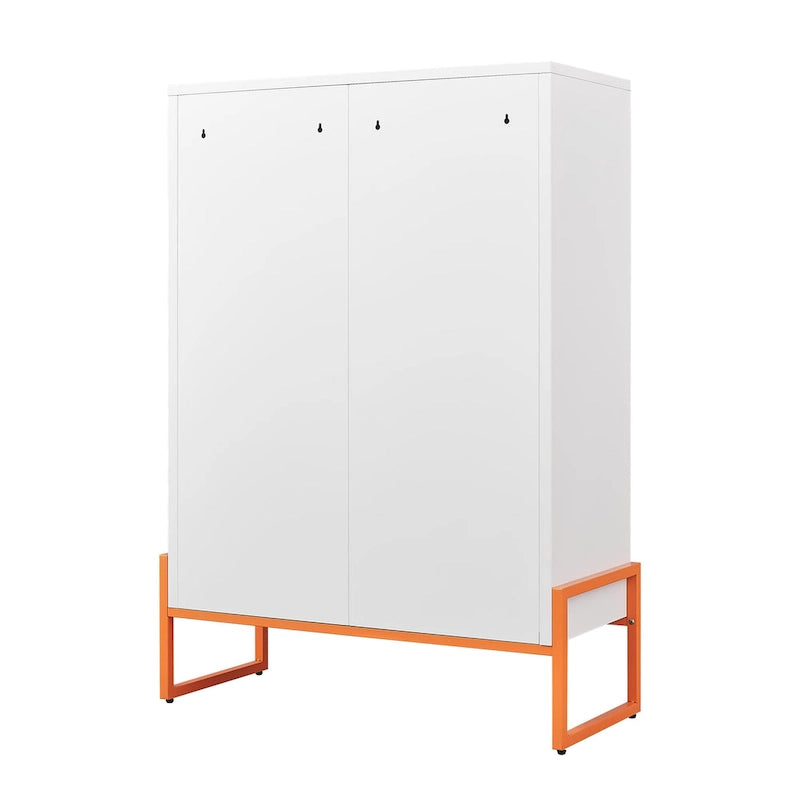 5.9H Foot Double-Sided Door Shoe Cabinet With Movable Double-Layer Partitions And Hollow Base Moisture-Proof And Seismic Design