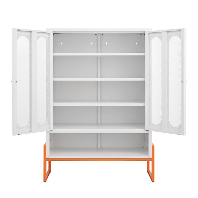 5.9H Foot Double-Sided Door Shoe Cabinet With Movable Double-Layer Partitions And Hollow Base Moisture-Proof And Seismic Design