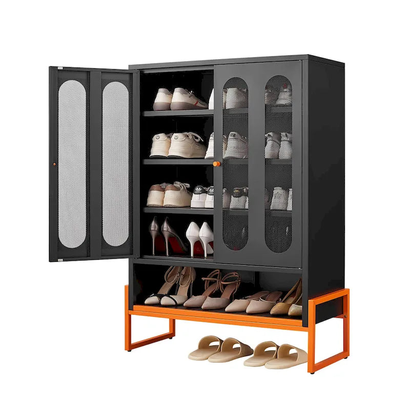5.9H Foot Double-Sided Door Shoe Cabinet With Movable Double-Layer Partitions And Hollow Base Moisture-Proof And Seismic Design