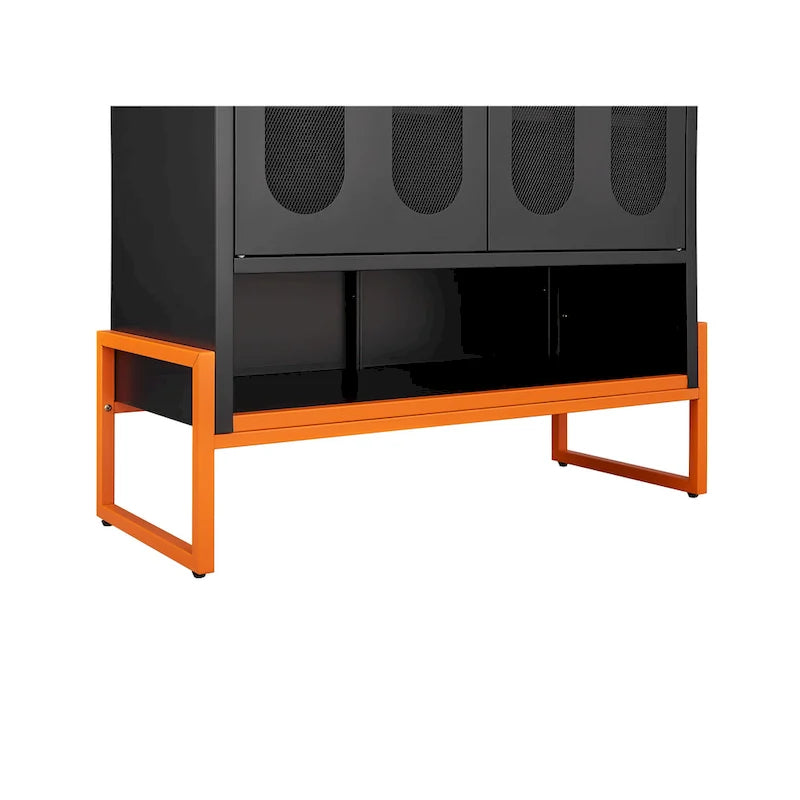 5.9H Foot Double-Sided Door Shoe Cabinet With Movable Double-Layer Partitions And Hollow Base Moisture-Proof And Seismic Design