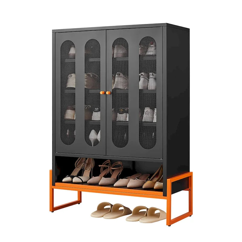 5.9H Foot Double-Sided Door Shoe Cabinet With Movable Double-Layer Partitions And Hollow Base Moisture-Proof And Seismic Design