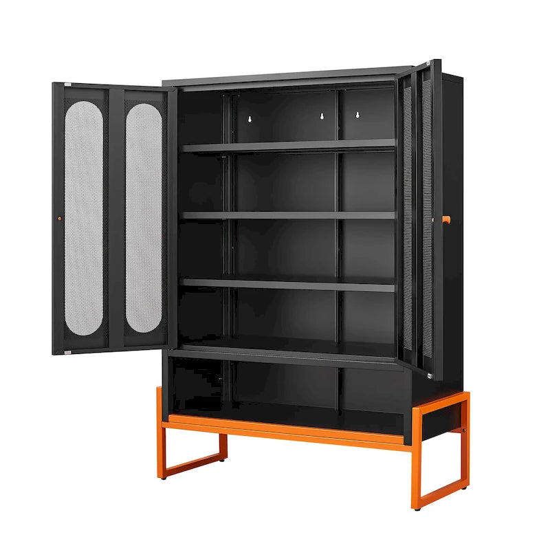 5.9H Foot Double-Sided Door Shoe Cabinet With Movable Double-Layer Partitions And Hollow Base Moisture-Proof And Seismic Design