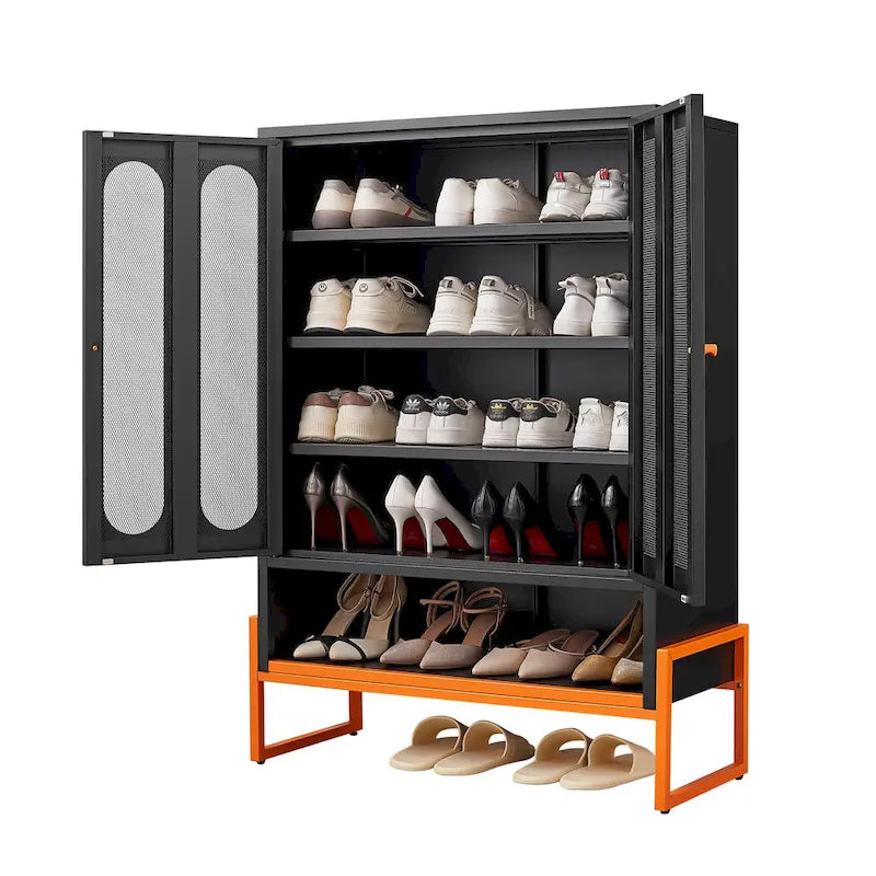 5.9H Foot Double-Sided Door Shoe Cabinet With Movable Double-Layer Partitions And Hollow Base Moisture-Proof And Seismic Design